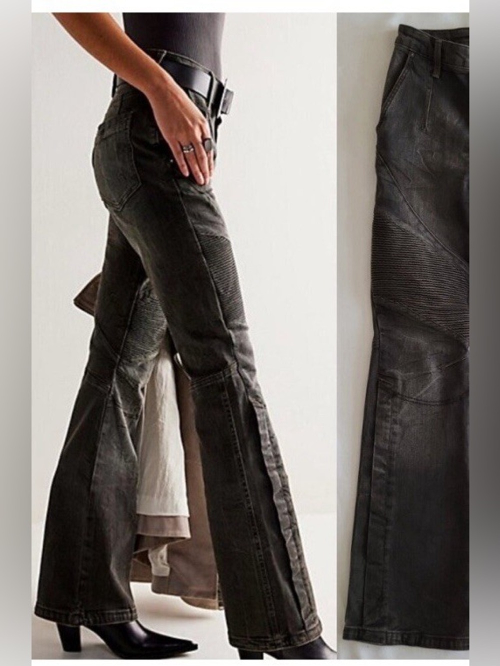 We The Free, Vector Moto Mid-Rise Flare Black wash jeans (B5)